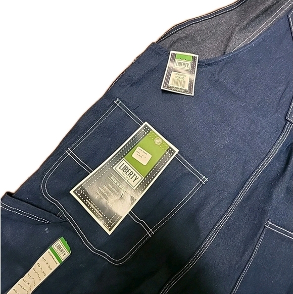 NWT Liberty Flex Mens 40"x30" Blue Denim Bib Overalls Cargo Pocket - Picture 7 of 12